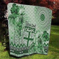 Vintage Bula Fiji Personalised Quilt Green Hibiscus Tapa Pattern LT9