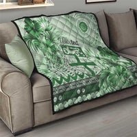 Vintage Bula Fiji Personalised Quilt Green Hibiscus Tapa Pattern LT9