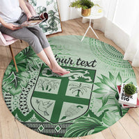 Vintage Bula Fiji Personalised Round Carpet Green Hibiscus Tapa Pattern LT9