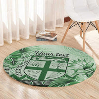 Vintage Bula Fiji Personalised Round Carpet Green Hibiscus Tapa Pattern LT9