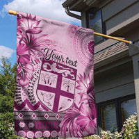 Vintage Bula Fiji Personalised Garden Flag Pink Hibiscus Tapa Pattern LT9