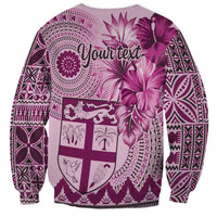 Vintage Bula Fiji Personalised Sweatshirt Pink Hibiscus Tapa Pattern LT9 - Polynesian Pride