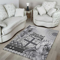 Vintage Bula Fiji Personalised Area Rug Beige Hibiscus Tapa Pattern LT9