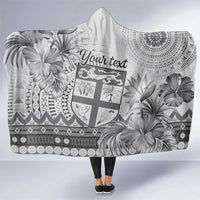 Vintage Bula Fiji Personalised Hooded Blanket Beige Hibiscus Tapa Pattern LT9