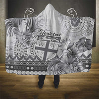 Vintage Bula Fiji Personalised Hooded Blanket Beige Hibiscus Tapa Pattern LT9