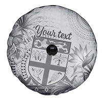 Vintage Bula Fiji Personalised Spare Tire Cover Beige Hibiscus Tapa Pattern LT9
