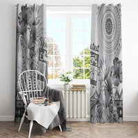 Vintage Bula Fiji Personalised Window Curtain Beige Hibiscus Tapa Pattern LT9