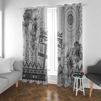 Vintage Bula Fiji Personalised Window Curtain Beige Hibiscus Tapa Pattern LT9