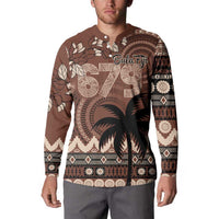 Personalised Bula Fiji 679 Button Sweatshirt Fijian Tagimoucia Masi Tapa Art