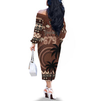 Personalised Bula Fiji 679 Family Matching Off The Shoulder Long Sleeve Dress and Hawaiian Shirt Fijian Tagimoucia Masi Tapa Art