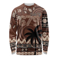 Personalised Bula Fiji 679 Long Sleeve Shirt Fijian Tagimoucia Masi Tapa Art LT9 Unisex Brown - Polynesian Pride