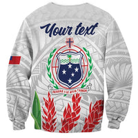 Personalised Samoa 685 Sweatshirt Teuila Flower With White Samoan Tattoo