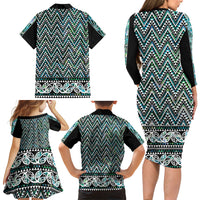 New Zealand Maori Niho Taniwha Family Matching Long Sleeve Bodycon Dress and Hawaiian Shirt Papua Shell - Mangopare Puhoro Pattern LT9 - Polynesian Pride