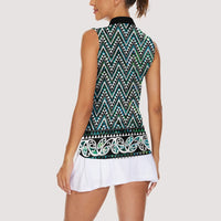 New Zealand Maori Niho Taniwha Women Sleeveless Polo Shirt Papua Shell - Mangopare Puhoro Pattern