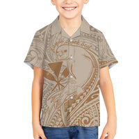 Hawaii Monk Seal and Map Family Matching Short Sleeve Bodycon Dress and Hawaiian Shirt Polynesian Kanaka Maoli Beige Vibe LT9 Son's Shirt Beige - Polynesian Pride