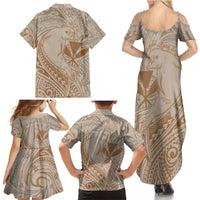 Hawaii Monk Seal and Map Family Matching Summer Maxi Dress and Hawaiian Shirt Polynesian Kanaka Maoli Beige Vibe LT9 - Polynesian Pride
