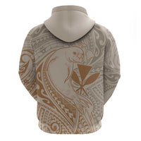 Hawaii Monk Seal and Map Zip Hoodie Polynesian Kanaka Maoli Beige Vibe
