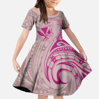 Hawaii Monk Seal and Map Family Matching Off The Shoulder Long Sleeve Dress and Hawaiian Shirt Polynesian Kanaka Maoli Pink Vibe