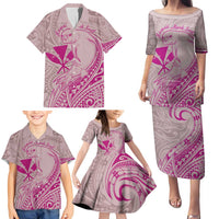 Hawaii Monk Seal and Map Family Matching Puletasi and Hawaiian Shirt Polynesian Kanaka Maoli Pink Vibe LT9 - Polynesian Pride