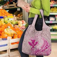 Hawaii Monk Seal and Map Grocery Bag Polynesian Kanaka Maoli Pink Vibe