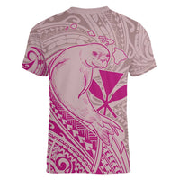 Hawaii Monk Seal and Map Women V-Neck T-Shirt Polynesian Kanaka Maoli Pink Vibe LT9 - Polynesian Pride