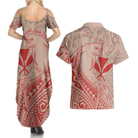 Hawaii Monk Seal and Map Couples Matching Summer Maxi Dress and Hawaiian Shirt Polynesian Kanaka Maoli Red Vibe LT9 - Polynesian Pride