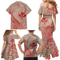 Hawaii Monk Seal and Map Family Matching Mermaid Dress and Hawaiian Shirt Polynesian Kanaka Maoli Red Vibe LT9 - Polynesian Pride