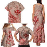 Hawaii Monk Seal and Map Family Matching Tank Maxi Dress and Hawaiian Shirt Polynesian Kanaka Maoli Red Vibe LT9 - Polynesian Pride