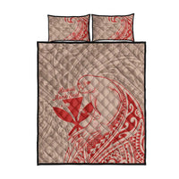 Hawaii Monk Seal and Map Quilt Bed Set Polynesian Kanaka Maoli Red Vibe