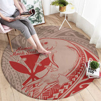 Hawaii Monk Seal and Map Round Carpet Polynesian Kanaka Maoli Red Vibe