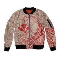 Hawaii Monk Seal and Map Sleeve Zip Bomber Jacket Polynesian Kanaka Maoli Red Vibe