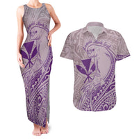 Hawaii Monk Seal and Map Couples Matching Tank Maxi Dress and Hawaiian Shirt Polynesian Kanaka Maoli Violet Vibe LT9 Violet - Polynesian Pride