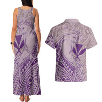 Hawaii Monk Seal and Map Couples Matching Tank Maxi Dress and Hawaiian Shirt Polynesian Kanaka Maoli Violet Vibe LT9 - Polynesian Pride