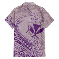 Hawaii Monk Seal and Map Family Matching Long Sleeve Bodycon Dress and Hawaiian Shirt Polynesian Kanaka Maoli Violet Vibe