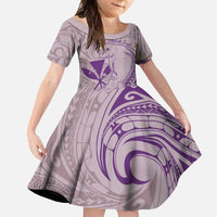 Hawaii Monk Seal and Map Family Matching Mermaid Dress and Hawaiian Shirt Polynesian Kanaka Maoli Violet Vibe LT9 Daughter's Dress Violet - Polynesian Pride