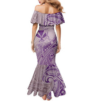 Hawaii Monk Seal and Map Family Matching Mermaid Dress and Hawaiian Shirt Polynesian Kanaka Maoli Violet Vibe LT9 - Polynesian Pride