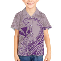 Hawaii Monk Seal and Map Family Matching Puletasi and Hawaiian Shirt Polynesian Kanaka Maoli Violet Vibe LT9 Son's Shirt Violet - Polynesian Pride