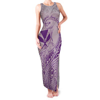 Hawaii Monk Seal and Map Family Matching Tank Maxi Dress and Hawaiian Shirt Polynesian Kanaka Maoli Violet Vibe LT9 Mom's Dress Violet - Polynesian Pride