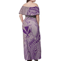 Hawaii Monk Seal and Map Off Shoulder Maxi Dress Polynesian Kanaka Maoli Violet Vibe