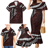Polynesian Girl Tribal Tattoo Family Matching Mermaid Dress and Hawaiian Shirt Oxbood Vibe LT9 - Polynesian Pride