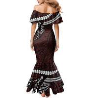 Polynesian Girl Tribal Tattoo Family Matching Mermaid Dress and Hawaiian Shirt Oxbood Vibe LT9 - Polynesian Pride
