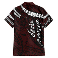 Polynesian Girl Tribal Tattoo Family Matching Off Shoulder Short Dress and Hawaiian Shirt Oxbood Vibe LT9 - Polynesian Pride