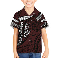 Polynesian Girl Tribal Tattoo Family Matching Summer Maxi Dress and Hawaiian Shirt Oxbood Vibe LT9 Son's Shirt Oxblood - Polynesian Pride