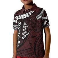 Polynesian Girl Tribal Tattoo Kid Polo Shirt Oxbood Vibe LT9 Kid Oxblood - Polynesian Pride