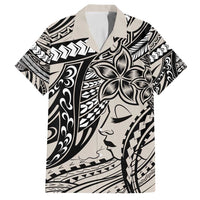 Polynesian Girl Tribal Tattoo Family Matching Tank Maxi Dress and Hawaiian Shirt Beige Vibe LT9 Dad's Shirt - Short Sleeve Beige - Polynesian Pride