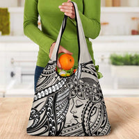 Polynesian Girl Tribal Tattoo Grocery Bag Beige Vibe