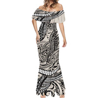 Polynesian Girl Tribal Tattoo Mermaid Dress Beige Vibe LT9 - Polynesian Pride