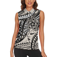 Polynesian Girl Tribal Tattoo Women Sleeveless Polo Shirt Beige Vibe LT9 - Polynesian Pride