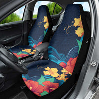 Polynesian Hibiscus Flower Waves Pattern Car Seat Cover