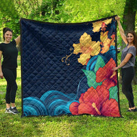 Polynesian Hibiscus Flower Waves Pattern Quilt LT9 - Polynesian Pride